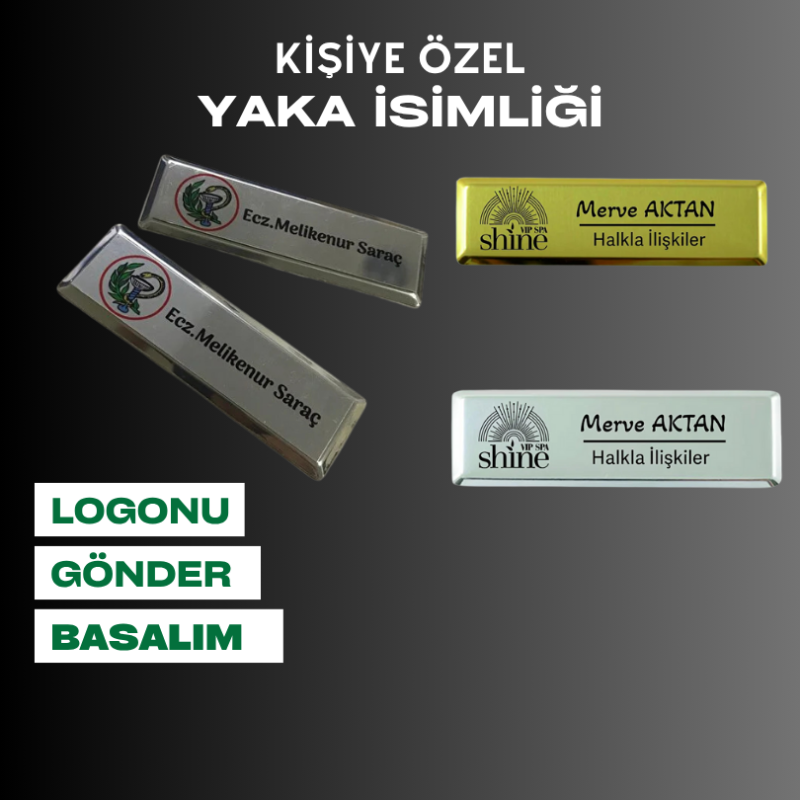 Dikdörtgen İnce Model Yaka İsimliği 10 Adet